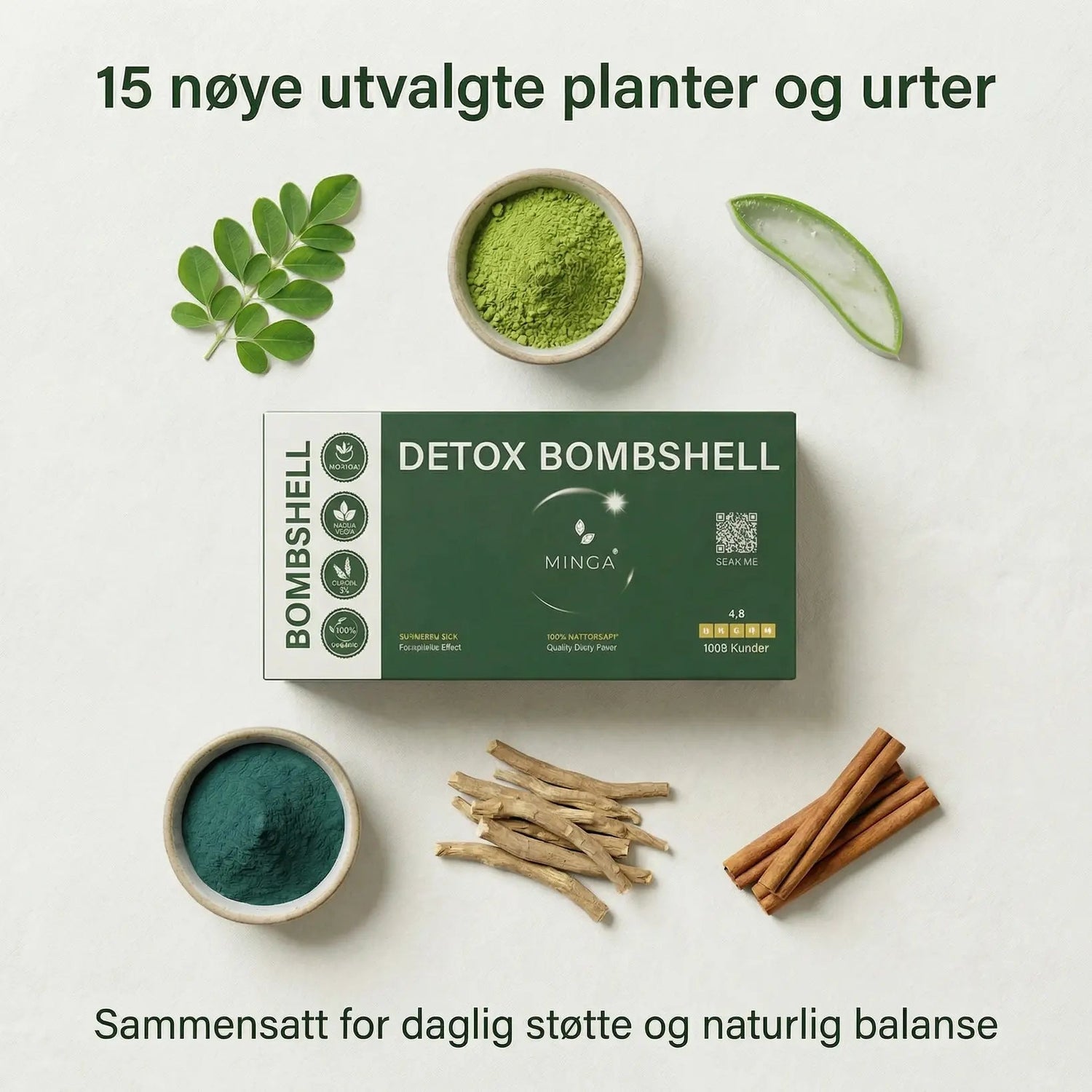 MINGA Premium Detox Bombshell (30 Poser) - 15 Unike Naturlige Ingredienser - MINGA
