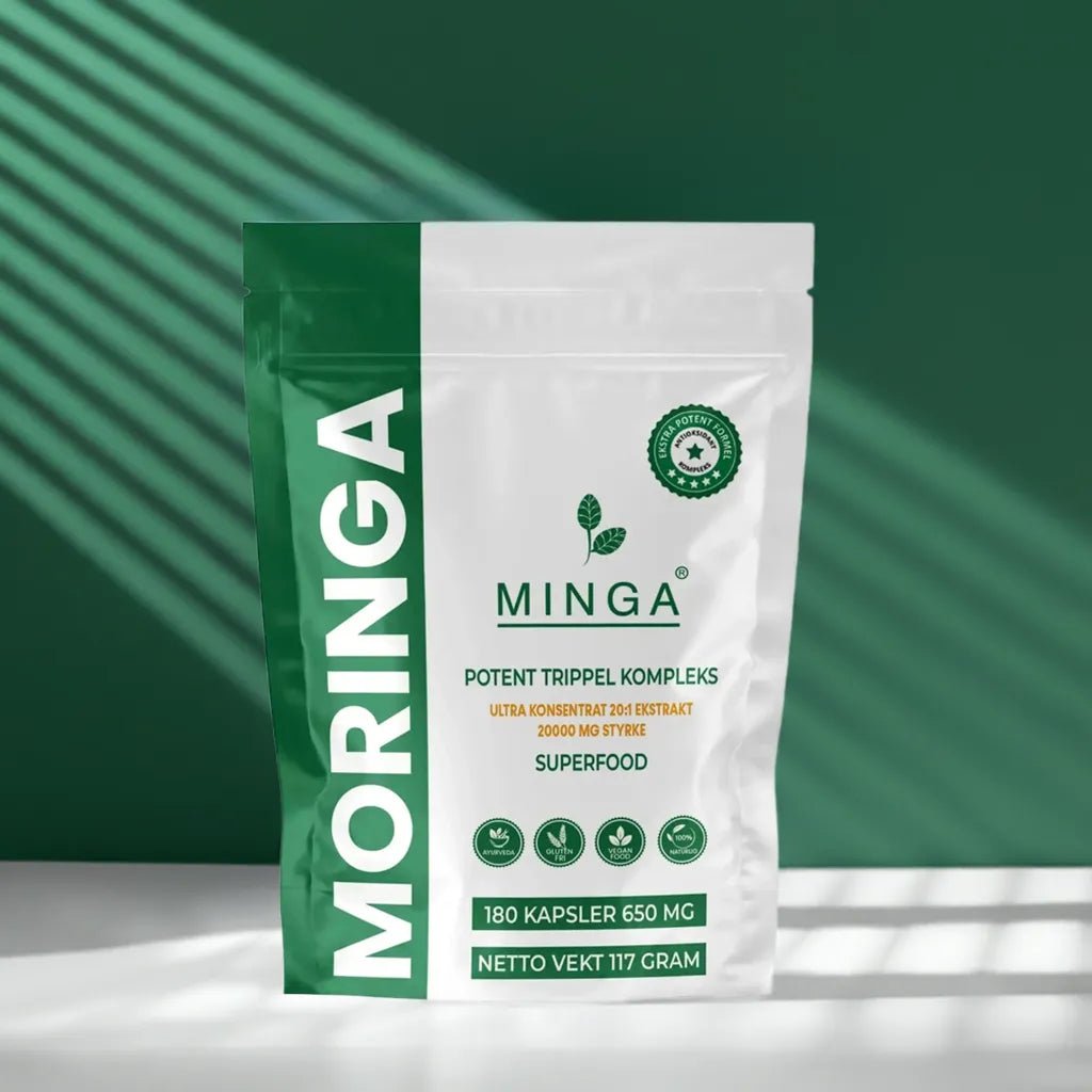 Moringa Kapsler - 3 MND. Forbruk - Potent Trippel Kompleks - 180 Kapsler 650mg - MINGA