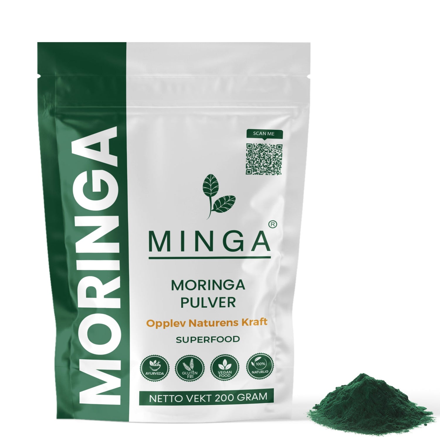 Moringa Pulver – Økologisk Dyrket - 200 g - MINGA