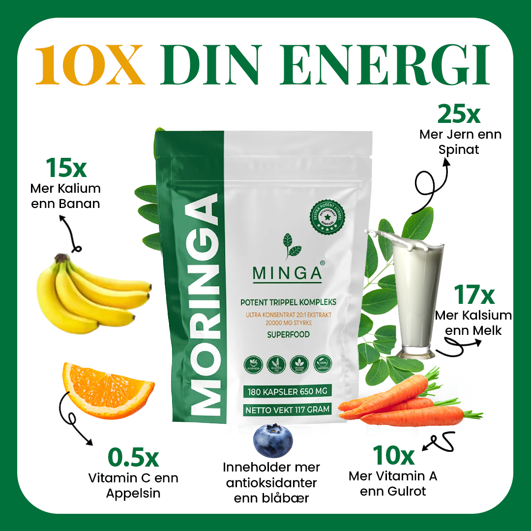 Moringa Capsules – Extra Potent Formula – 3 Month Supply - 180 Capsules 650 mg