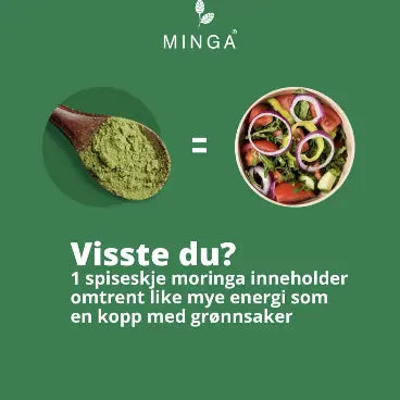 Visste du? 1 spiseskje moringa inneholder omtrent like mye energi som en kopp med grønnsaker
