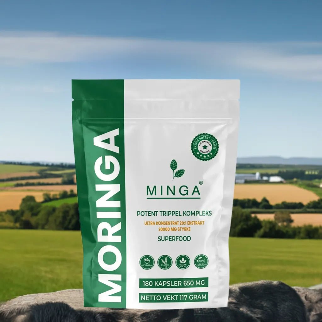 Moringa Kapsler Ab. - 3 MND. Forbruk - Potent Trippel Kompleks - 180 Kapsler 650mg - MINGA