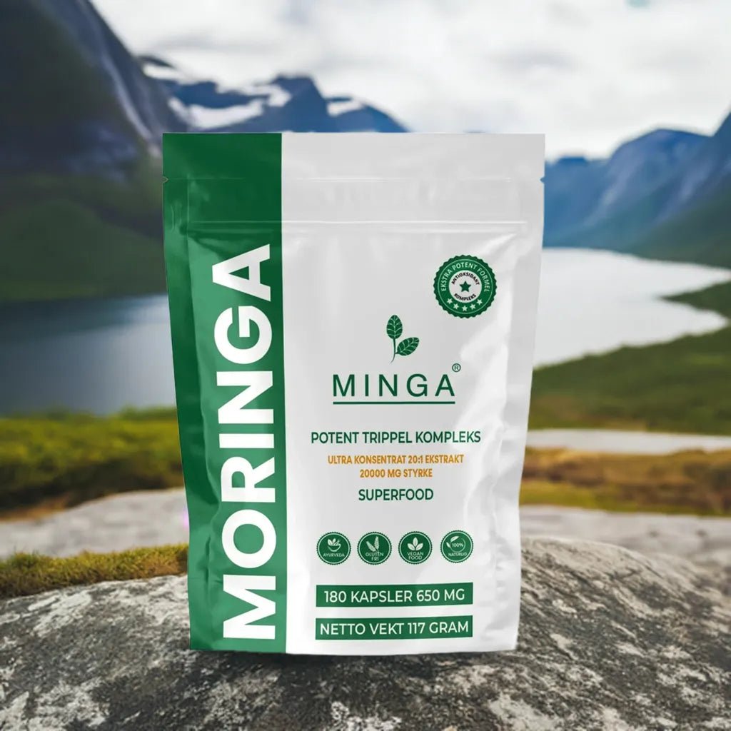 Moringa Kapsler Ab. - 3 MND. Forbruk - Potent Trippel Kompleks - 180 Kapsler 650mg - MINGA