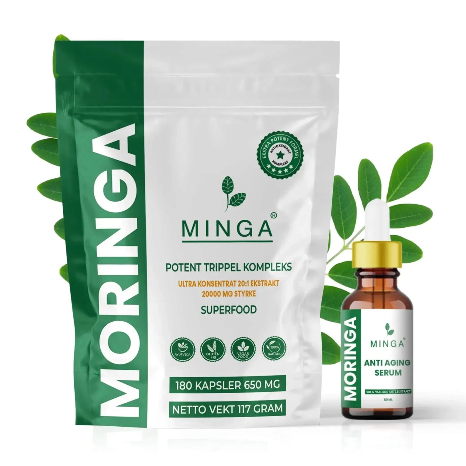 Moringa Kapsler + Moringa Anti Aging Serum - MINGA